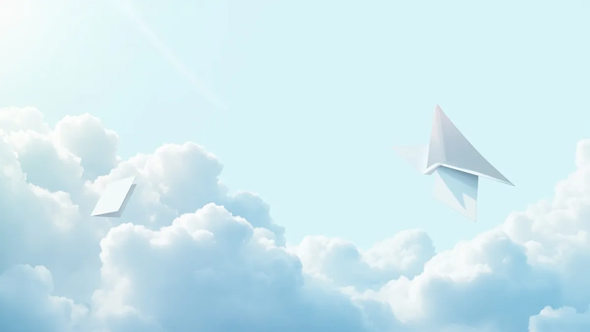 Calm paper plane and envelope illustration for contact page